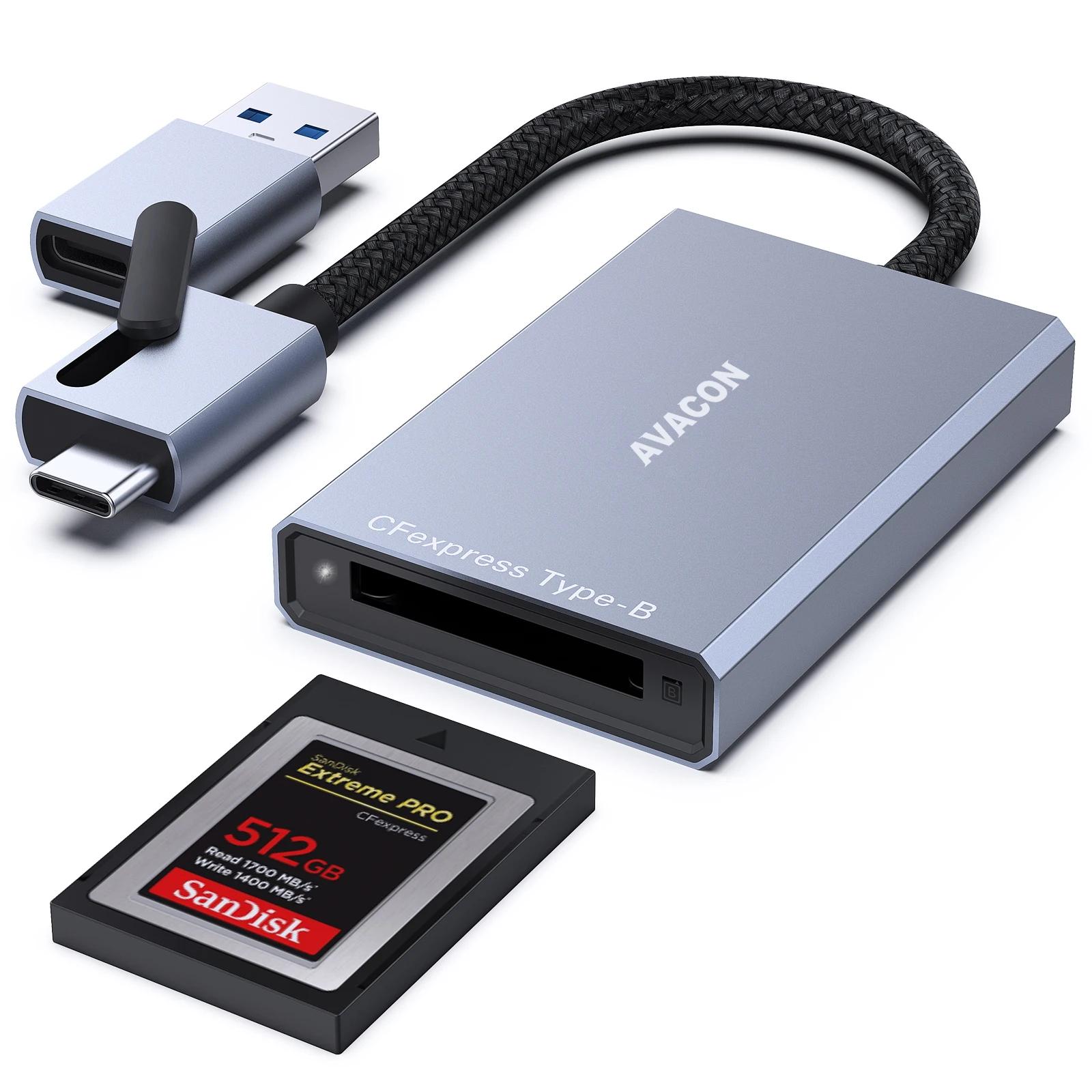 AVACON CFexpress Type B ī , USB 3.2(Gen 2) 10Gbps, USB-C&USB-A 2-in-1 Type B CFexpress , Windows/Mac/Linux/ȵ